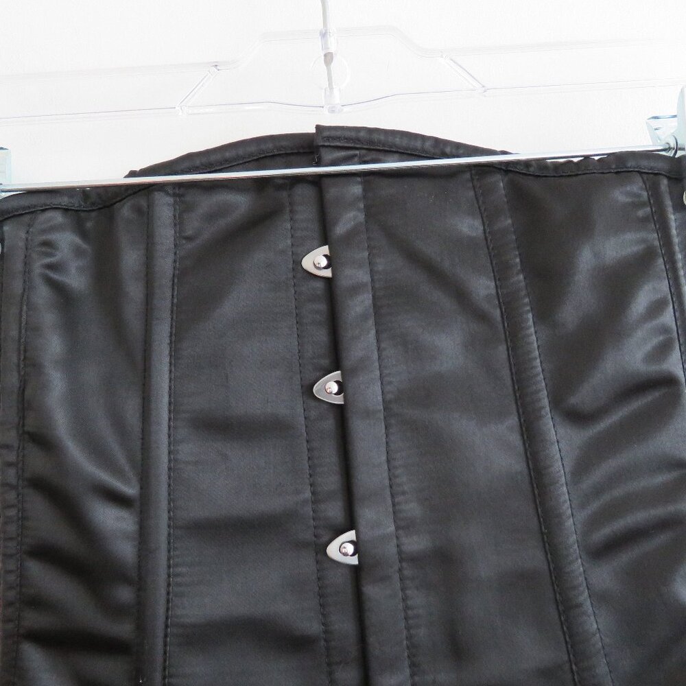 LAVISH BY DAISY CORSETS Steel Boned Satin Corset in Black Goth Vamp - Size XXL - Picture 2 of 11